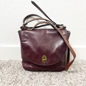 Fossil Vintage Flap Crossbody Bag Burgundy